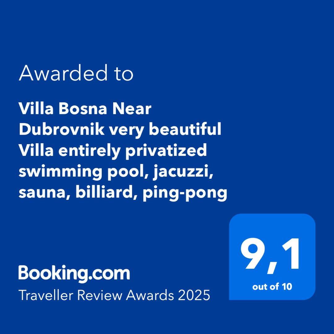 Villa Bosna Near Dubrovnik Very Beautiful Villa Entirely Privatized Swimming Pool, Jacuzzi, Sauna, Billiard, Ping-Pong Ivanica Zewnętrze zdjęcie